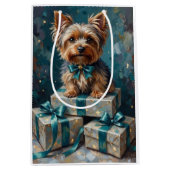 Elegant Yorkshire Terrier Dog Holiday Gift Stack Medium Cadeauzakje (Voorkant)
