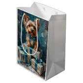 Elegant Yorkshire Terrier Dog Holiday Gift Stack Medium Cadeauzakje (Achterkant Gekanteld)