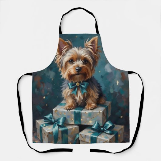 Elegant Yorkshire Terrier Dog Holiday Gift Stack Schort (Voorkant)