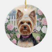 Elegant Yorkshire Terrier Roos Tuinschilderij Keramisch Ornament (Achterkant)