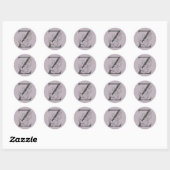 Elegant Z Boho Floral Monogram Initiaal Lila grijs Ronde Sticker (Vel)