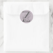 Elegant Z Boho Floral Monogram Initiaal Lila grijs Ronde Sticker (Tas)