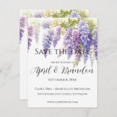 Elegant zacht paarse waterverf wisteria floral save the date (Voorkant / Achterkant)