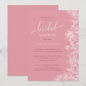 Elegant zacht roze bloemig Vrijgezellenfeest Kaart (Voorkant / Achterkant)