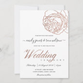 ELEGANT ZACHTE ZWART PINK ROSE GOLD FLORAL WEDING KAART (Voorkant)