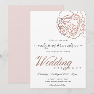 ELEGANT ZACHTE ZWART PINK ROSE GOLD FLORAL WEDING KAART