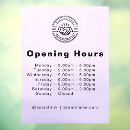 Elegant Zakelijk Logo & Openingstijden Lichtblauw Raamsticker