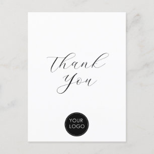 Elegant zakelijk logo script Bedankt Wit Briefkaart
