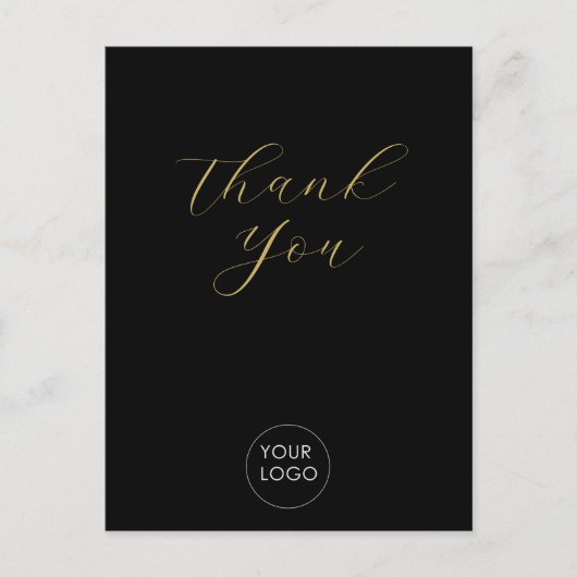 Elegant Zakelijk Logo Script Dank U Zwart Briefkaart (Voorkant)