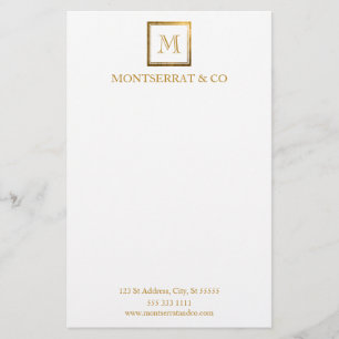 Elegant Zakelijk Monogram Logo Goud Vierkant Briefpapier