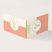 Elegant zalmroze dubbelmonogram visitekaartjes (Buitenkant)