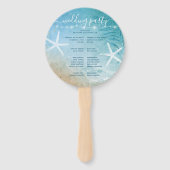 Elegant Zand Dollar Shell Blauw Blauwgroen Strand  Handwaaier (Achterkant)