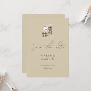Elegant zandgroen Save The Date Kaart