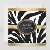 Elégant Zebra Anniversaire Invitations (Devant)