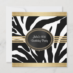Elégant Zebra Anniversaire Invitations