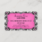 Elegant Zebra Art Deco Pink Diamond Visitekaartje (Achterkant)
