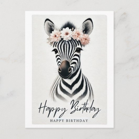 Elégant Zebra avec la carte d'anniversaire de la c (Devant)
