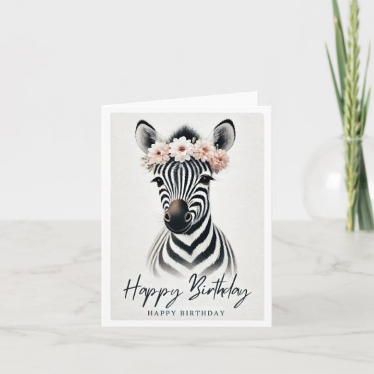 Elégant Zebra avec la carte d'anniversaire de la c (Devant)