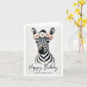 Elégant Zebra avec la carte d'anniversaire de la c (Fleur jaune)