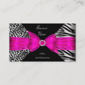 Elegant Zebra Leopard Zwart Hot roze Visitekaartje (Voorkant)