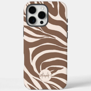 Elegant Zebra mocha patroon iPhone 16 Pro Max Hoesje