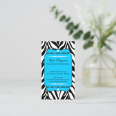 Elegant Zebra Print Aqua Blue Visitekaartje (Staand voorkant)