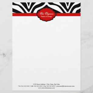 Elegant Zebra Print Gepersonaliseerd Briefhoofd
