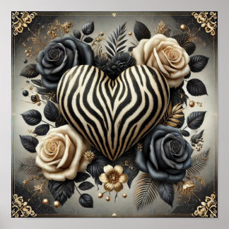 Elegant Zebra Print Hart & Rozen Poster