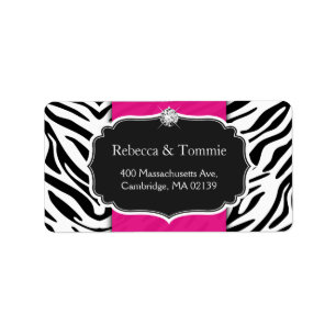 Elegant Zebra Print Hot Pink Weddenschap Baby show Etiket