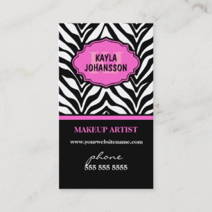 Elegant Zebra Print Monogram Visitekaartjes
