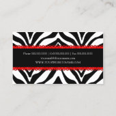 Elegant Zebra Print & Red Lace Visitekaartje (Achterkant)