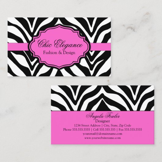 Elegant Zebra Print Visitekaartje (Voorkant / Achterkant)