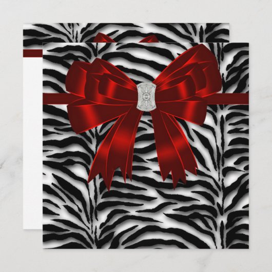 Elegant Zebra Red en Black All Occasion Kaart (Voorkant / Achterkant)