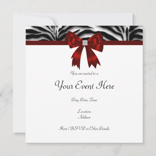 Elegant Zebra Red en Black All Occasion Kaart (Achterkant)