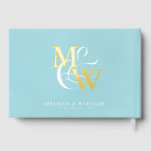 Elegant Zee Glas Blauwgroen Trouwgoud Gastenboek (Achterkant)