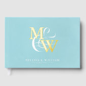 Elegant Zee Glas Blauwgroen Trouwgoud Gastenboek (Voorkant)