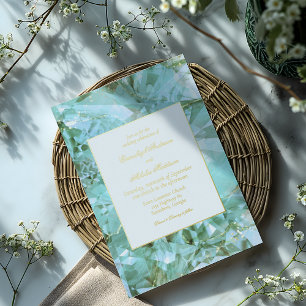 Elegant Zee Glass Gemstone Wedding Folie Uitnodiging