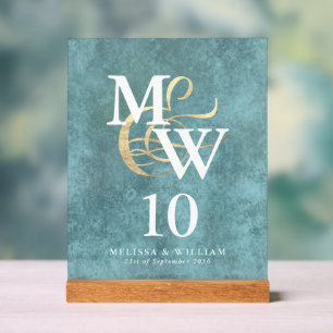 Elegant Zee Glass Monogram Trouwtafel Nummer Acryl Bord