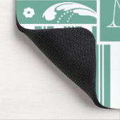 Elegant Zee Green Damask met uw Monogram Muismat (Hoek)