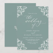 Elegant  Zee Green Wedding Invitation Kaart (Voorkant / Achterkant)