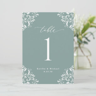 Elegant Zee Green Wedding Table Numbers Cards Kaart