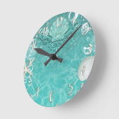 Elegant Zee Shell & Bubbles Gepersonaliseerd Ronde Klok (Hoek)