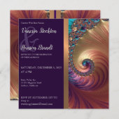 Elegant Zee Shell Fractal Wedding Invitation Kaart (Voorkant / Achterkant)