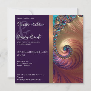 Elegant Zee Shell Fractal Wedding Invitation Kaart