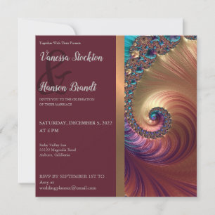 Elegant Zee Shell Fractal Wedding Invitation Kaart
