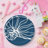 Elegant Zee Shell Pattern - Blauwgroen Blue Ocean Papieren Bordje (Feest)