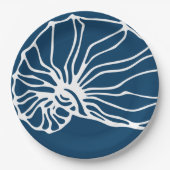 Elegant Zee Shell Pattern - Blauwgroen Blue Ocean Papieren Bordje (Voorkant)