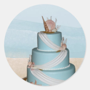 Elegant Zee Shell Wedding cake Ronde Sticker