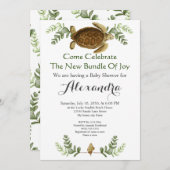 Elegant Zee Turtle Foliage Baby shower-uitnodiging (Voorkant / Achterkant)