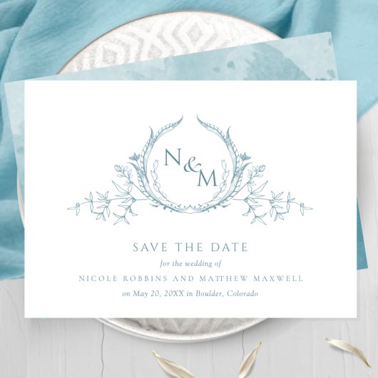 Elegant Zee Waterverf Monogram Save The Date